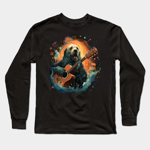 Harp Seal Playing Guitar Long Sleeve T-Shirt by JH Mart